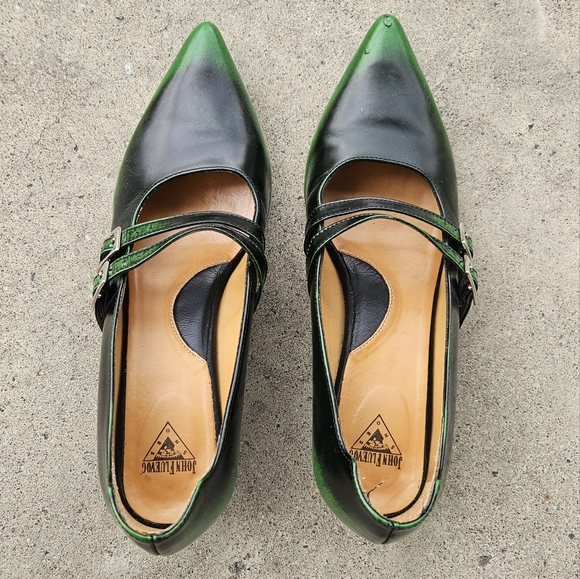 Fluevog ombre green kitten heels - size 8.5 - Picture 1 of 4